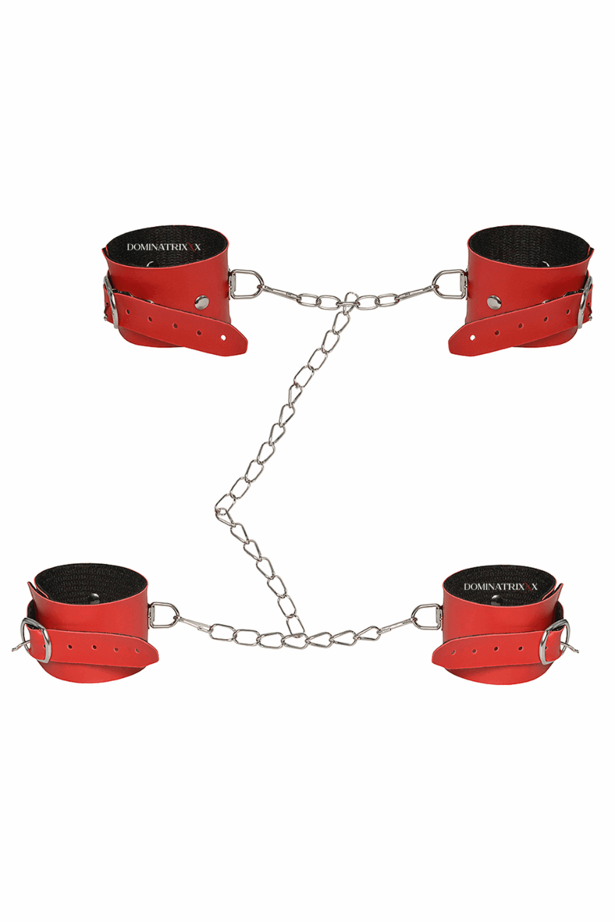 Kit Algemas Bracelete e Tornozeleiras com Corrente - Dominatrixxx