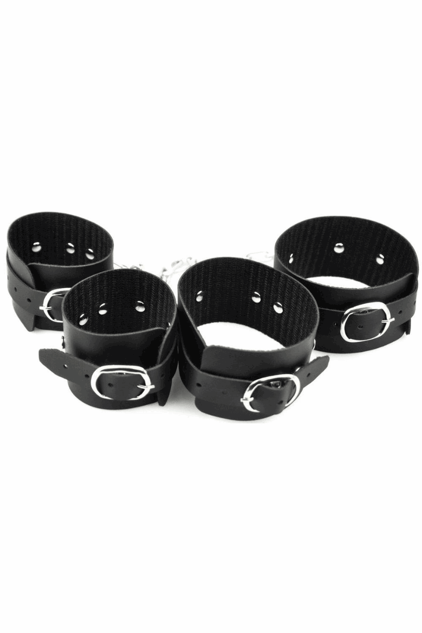 Kit Algemas Bracelete e Tornozeleiras com Corrente - Dominatrixxx