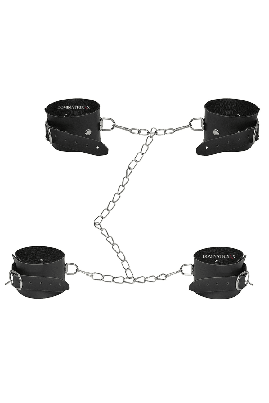 Kit Algemas Bracelete e Tornozeleiras com Corrente - Dominatrixxx